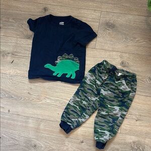Carter’s Child of mine Kids Dinosaur T-Shirt and Camo Pants Set